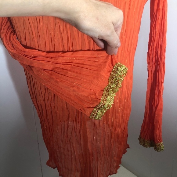 Womens Orange and Gold Krinkle Blouse.Large - Picture 6 of 11